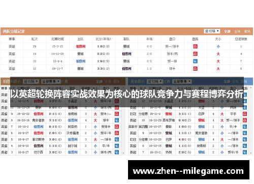 以英超轮换阵容实战效果为核心的球队竞争力与赛程博弈分析